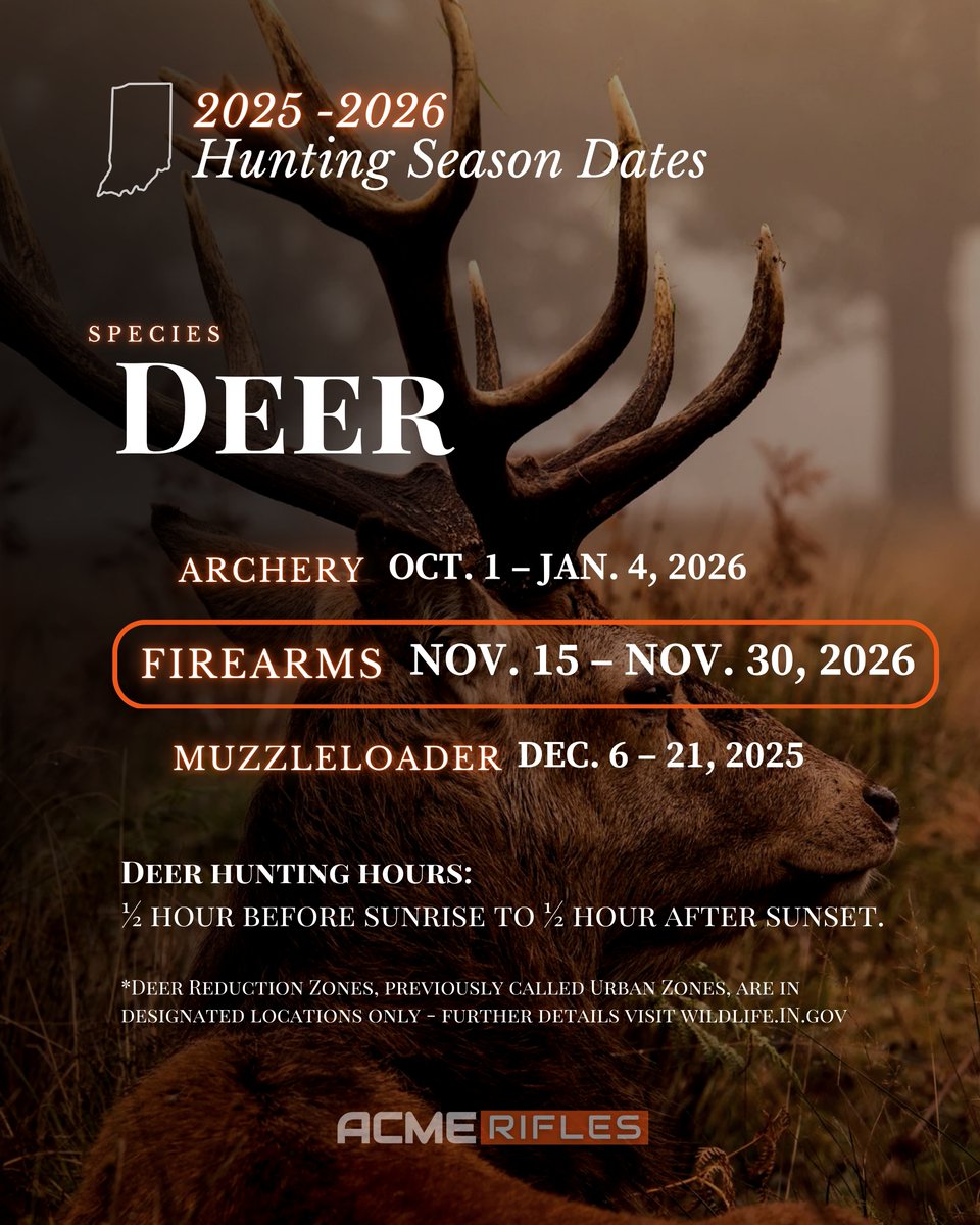 acmerifles's tweet image. Indiana deer season’s here. Hunt farther, hit harder, and win big with the ACME .400 Legend DMR. Tag your shot 👉 na2.hubs.ly/H01x8Ft0
#ACMEHuntersContest #400Legend #indianahunts #ACMERifles #PrecisionAR