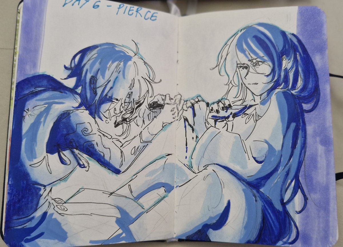 #inktober2025 Day6: Pierce #huxiao 
IM FINALLY FREEEEEEEE (inktober dump!)