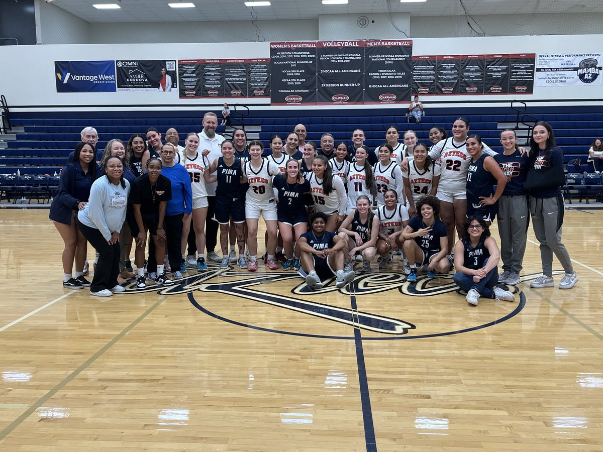 PimaAthletics's tweet photo. It’s a tradition!!!! Another successful @PimaWBB Alumni Game. Great to see the greats return to the court. Missing a couple who said they might return to the Aztec Floor next year. #PimaBasketball #AztecTOUGH https://t.co/MO1GS0Hr3Q