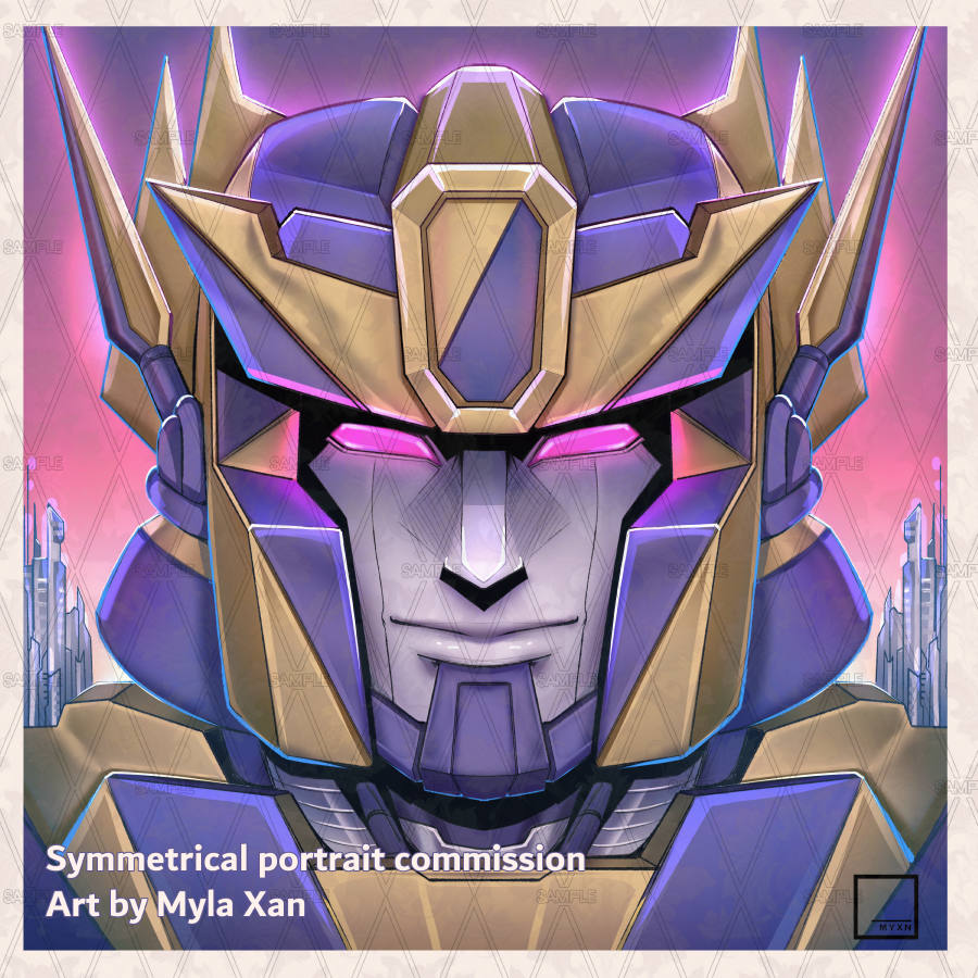myla_xan's tweet image. Symmetrical portrait commission that I finished today :D! 

#transformers #transformersoc #tfoc