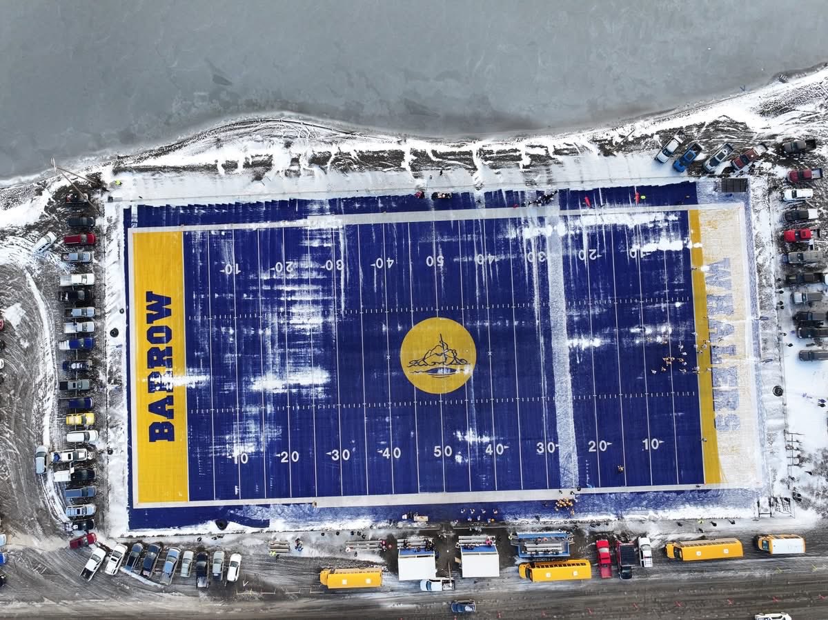 Playoff Time  see all the snow on the Barrow landscape.