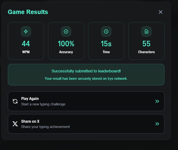HNoverz's tweet image. Why should you play Spritetype? It&apos;s not just a game! Playing daily helps you sharpen your typing skills and gets you Galxe points for the Irys mainnet. Complete the Irys Galxe tasks and start practicing! LFG! #Irys #Spritetype

spritetype.irys.xyz