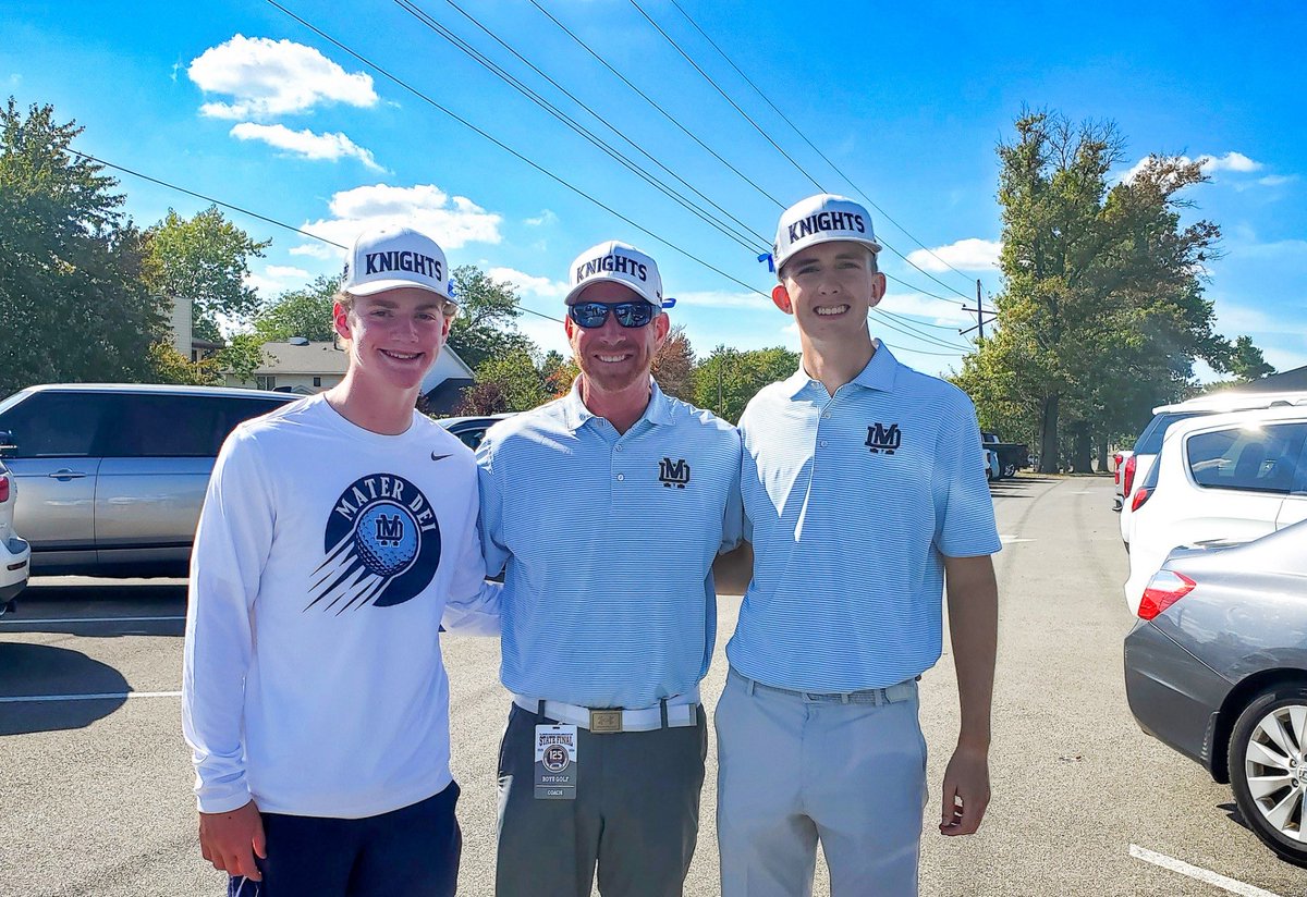 MDKnightsGolf's tweet photo. Congratulations to Bryce Toennies and Owen Musenbrock for competing in the IHSA Class 2A State Final this weekend.  Bryce shot a 2 day total of 158 for a tie for 51st and Owen shot a 2 day total of 161 for a tie 65th.  The boys were supported by the best teammates one could have. https://t.co/ieKIT1Jvwp