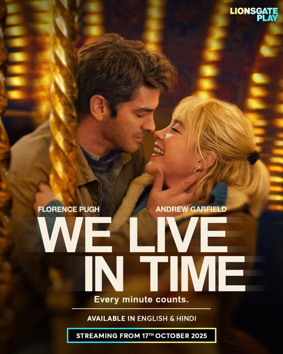 OTTPlusCinema's tweet image. Film #WeLiveInTime Streaming From 17th October On #LionsGatePlay In English &amp;amp; Hindi.

Starring: #AndrewGarfield, #FlorencePugh, #GraceDelaney, #LeeBraithwaite, #AoifeHinds, #AdamJames, #DouglasHodge &amp;amp; More.
Directed By #JohnCrowley.

#WeLiveInTimeOnLionsgatePlay #OTTPlusCinema