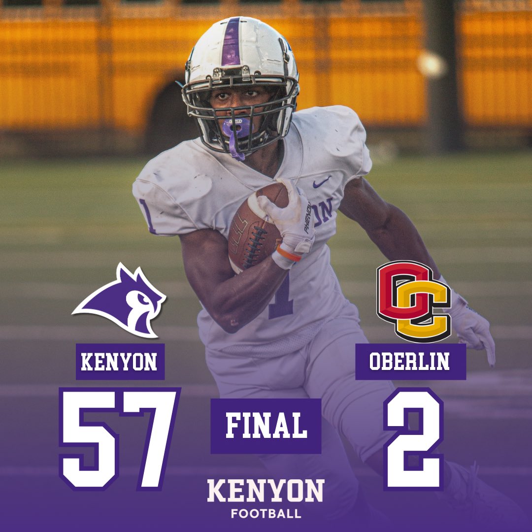 Kenyon Football (@kenyonfootball) on Twitter photo FINAL FROM OBERLIN!🦉
#EarnIt #TakeFLIGHT #GoOwls FINAL FROM OBERLIN!🦉
#EarnIt #TakeFLIGHT #GoOwls