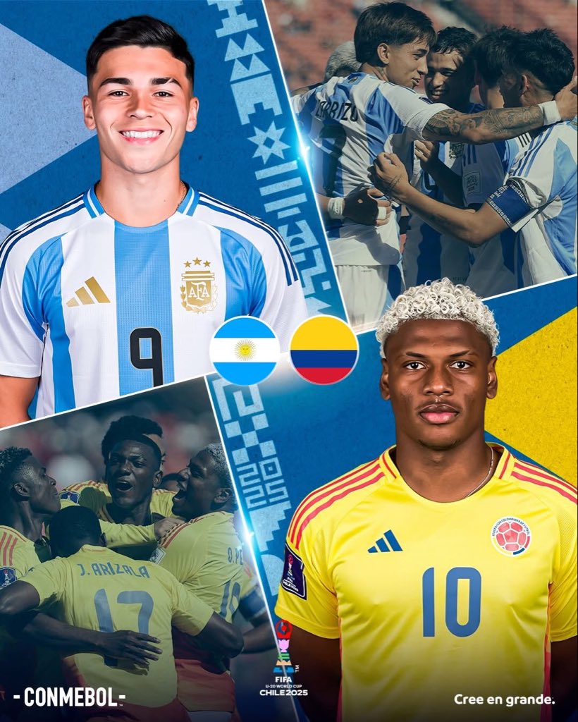 ¡Semifinal sudamericana en el Mundial Sun 20 #U20WC! ⚽️

Argentina 🇦🇷 y Colombia 🇨🇴 se enfrentarán el miércoles por un lugar en la Final 🇦🇷 🆚 🇨🇴

#CreeEnGrande