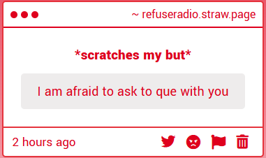 REFUSERADIO's tweet image. are you asking to que (❓) or to queue (🎮) with me