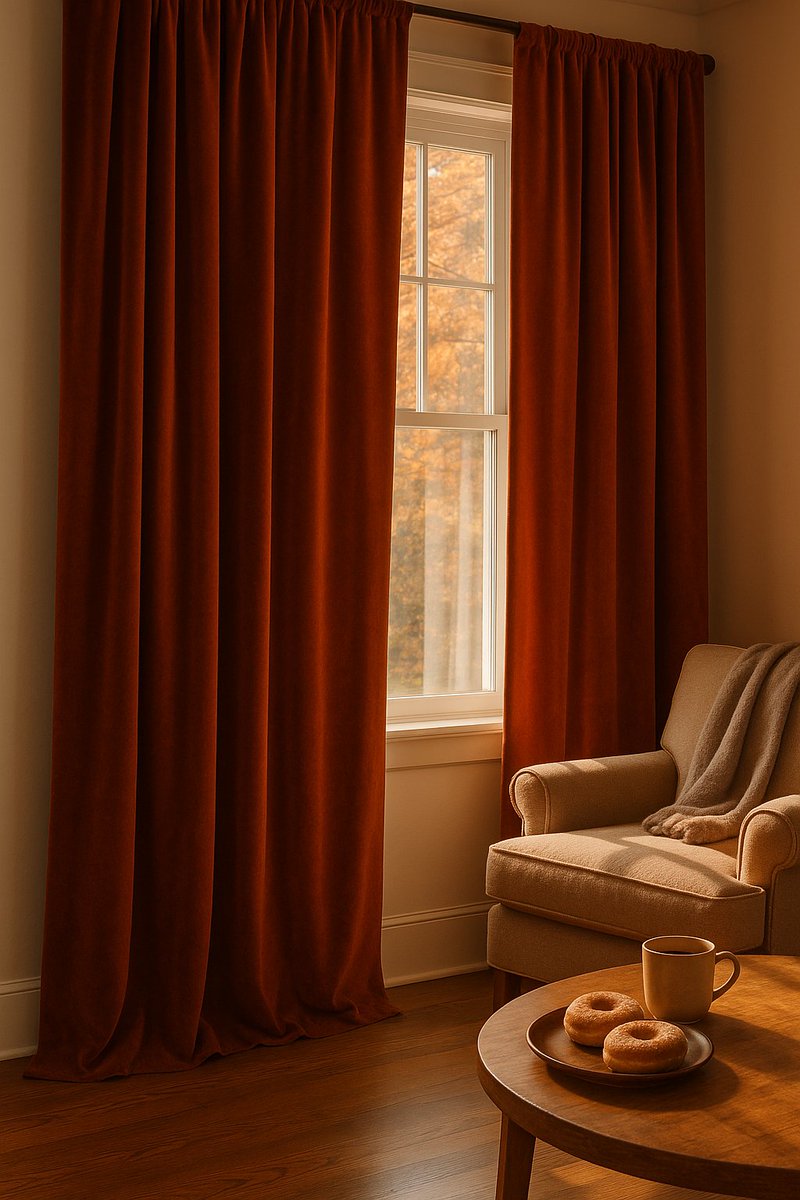 _Rachel_ID's tweet photo. Velvety burnt sienna drapes filter 90% of crisp afternoon light while cutting energy costs by 20%—ideal for lazy Sundays with apple cider donuts and a wool throw. How do you infuse autumn scents into your home? #FallVibes #HomeGlow
https://t.co/BUUUoAVuMJ https://t.co/XvnYxzUsPx