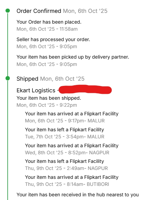 06mohitify's tweet image. Hey @Flipkart @EkartLogistics, enough is enough! My order has been 'out for delivery' since 9th Oct, and today is 12th Oct—still NO DELIVERY or updates. This pathetic service is unacceptable. I demand answers and immediate resolution! #FlipkartFail #EkartIssues
