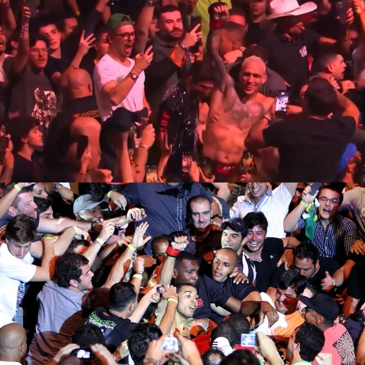 CHARLES OLIVEIRA RAN INTO THE CROWD IN RIO TO CELEBRATE WITH THE FANS JUST LIKE JOSE ALDO DID 13 YEARS AGO 🇧🇷