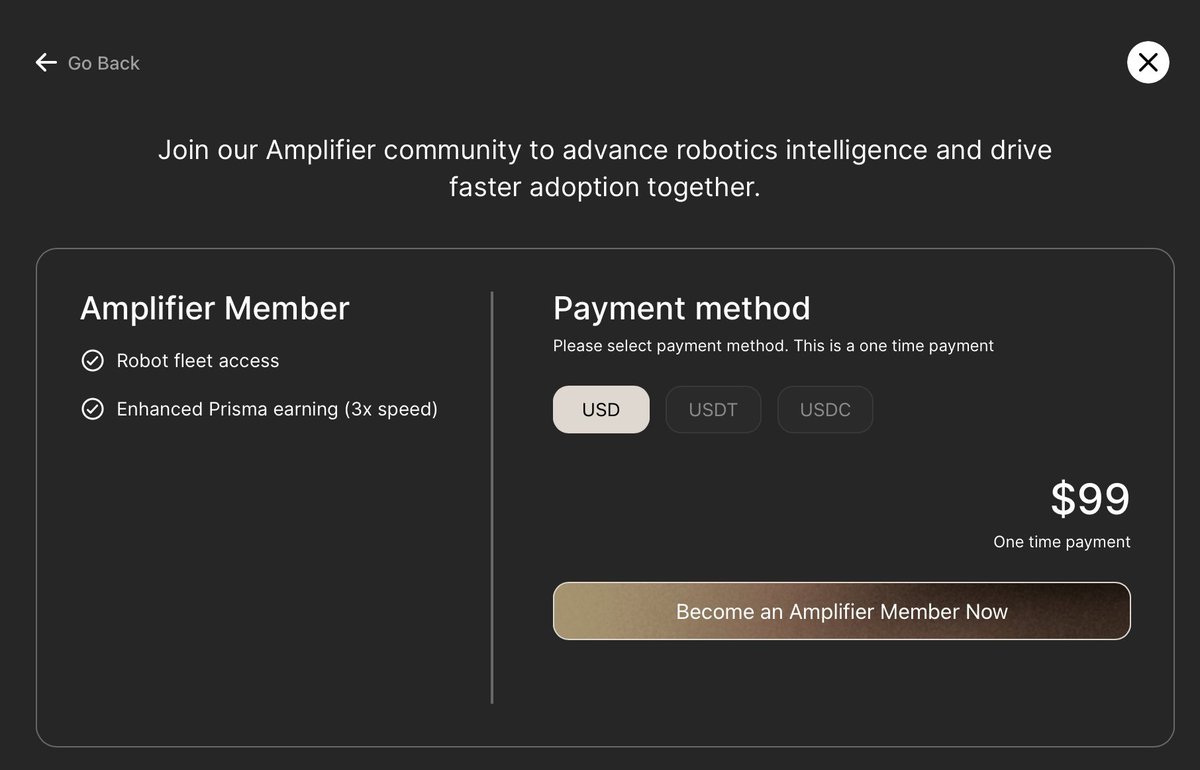 0x_Gen0's tweet image. Stepping into the future of robotics starts here 🤖 With @PrismaXai Amplifier Membership, you can teleoperate real robot arms, boost earnings, and help train AI in real-world environments — all for $99. Innovation you can literally control. 🚀 
#AI #PrismaX #Robotics