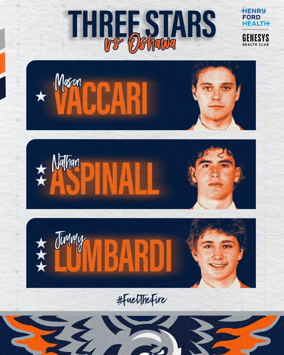 ALL OURS⭐⭐⭐ Tonight’s Henry Ford Genesys Health Club 3 Stars of the Game!