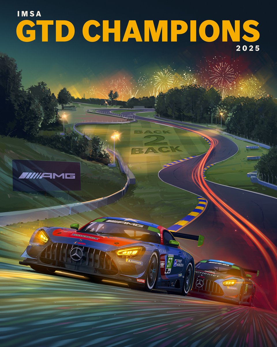 amgmotorsport's tweet photo. 🏆 BACK2BACK 🏆

Unstoppable! Philip Ellis & Russell Ward take the GTD Drivers’ title, while @WinwardRacing locks down the GTD Team crown AGAIN. GTD Champions, two years in a row. @IMSA history made. 👑

Couldn't have done it without you, Indy Dontje! ❤

#AMG #IMSA #WorldsFastestFamily
