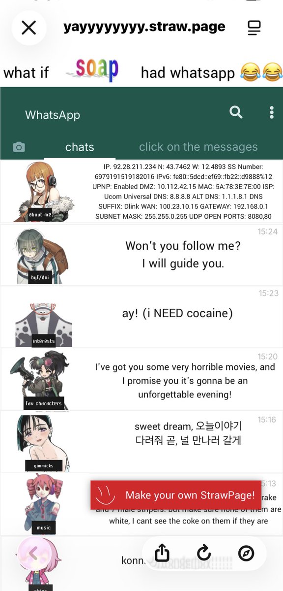 iinsertnamee's tweet image. i think everyone should use that whatsapp template with their favorite characters ok ok ill go first
