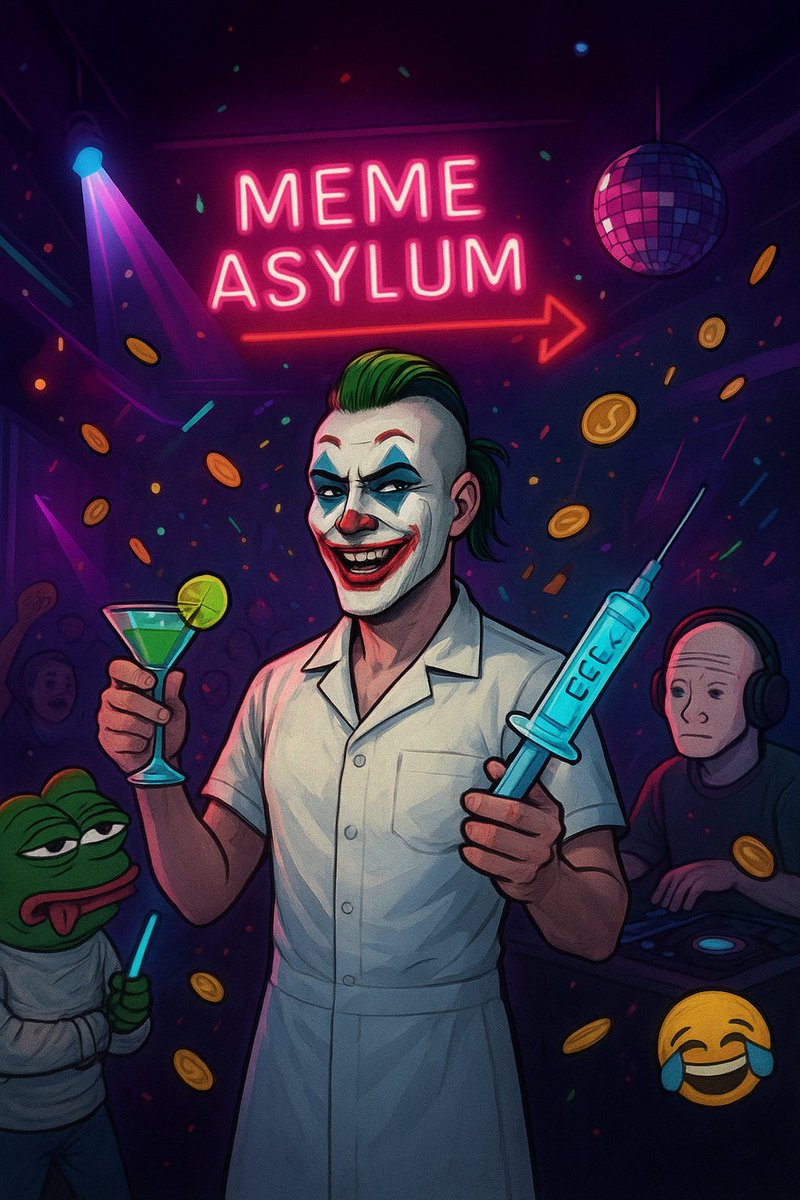 Saturday night in the Asylum... 🏥

The charts are flat, the memes are unhinged, and Nurse Chaos just mixed tequila with $ECT. 🍸💉

The only thing pumping tonight is the music in the psych ward. 🪩