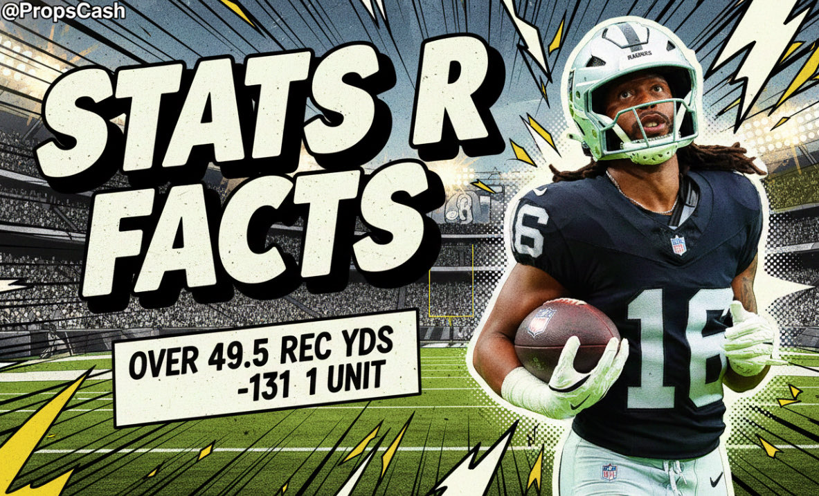 STATSFACT5's tweet image. #NFL October 12th (Play #5)

🚨THIS IS TOO LOW🚨

🌟J MEYERS - OVER 49.5 REC YDS 
🏷️(-131)
📚(BET365)
🎮(#Titans @ #Raiders)

LEAVE A ❤️ IF TAILING!
———————————————————
Would play up to 59.5, still 49.5 ALT line for most books.. if it’s not playable for you then add Packers ML…