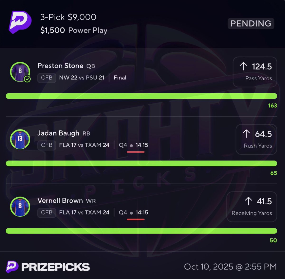 SkohtyDFS's tweet image. BLE$$ING 6 FOLLOWERS that LIKE this tweetโค๏ธโ๐ฅ
VIP CASH IT ๐คฏ $9K CFB๐ BANG๐ฅโผ๏ธ
WE ARE ON FIRE RIGHT NOWโข๏ธ ๐ฅ
Join The DubClub to Cash these HEATERS๐คซ๐ฅ
JOIN MY VIPโฌ๏ธ
dubclub.win/r/Skohty/
#PrizePicks #GamblingX #CFB