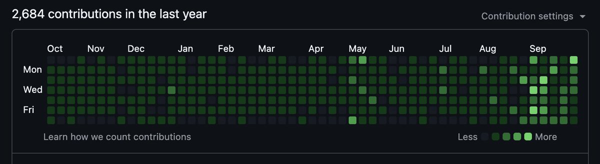 compyle_ai's tweet image. If your CTO&apos;s contribution graph doesn&apos;t look like this ur ngmi @NazzaroMark