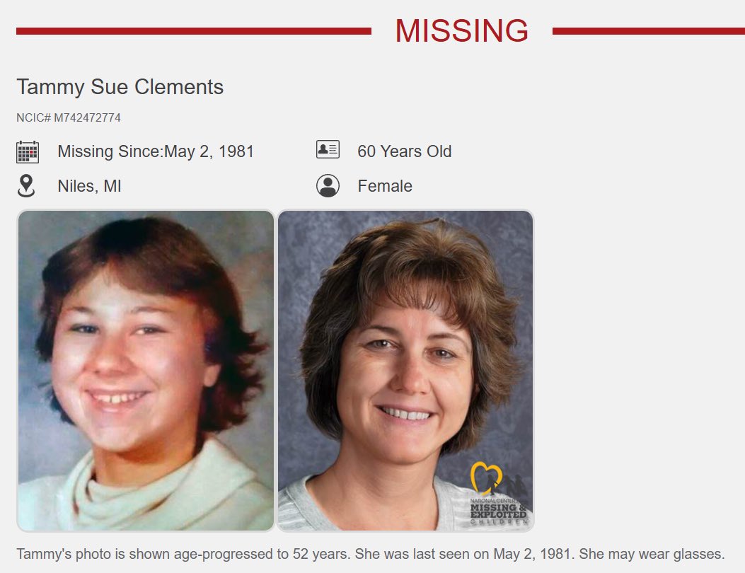 Tammy Sue Clements lived with her biological mother and stepfather in Niles, Michigan, until around age 14. She then went to live with her biological father, stepmother, and two half-brothers—also in Niles. Sometime around 1979 or 1980, the family relocated to Lincoln, Nebraska.