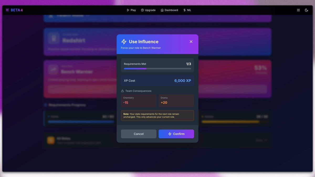 EricPinkJr's tweet image. Sometimes you don’t wait for opportunity… you create it. 

New feature: use XP + Status to ‘convince’ your coach to promote you. No waiting around if you’ve earned it. 

#DevUpdate #2KDraft #GameDev #BuildingInPublic #NBA2K26