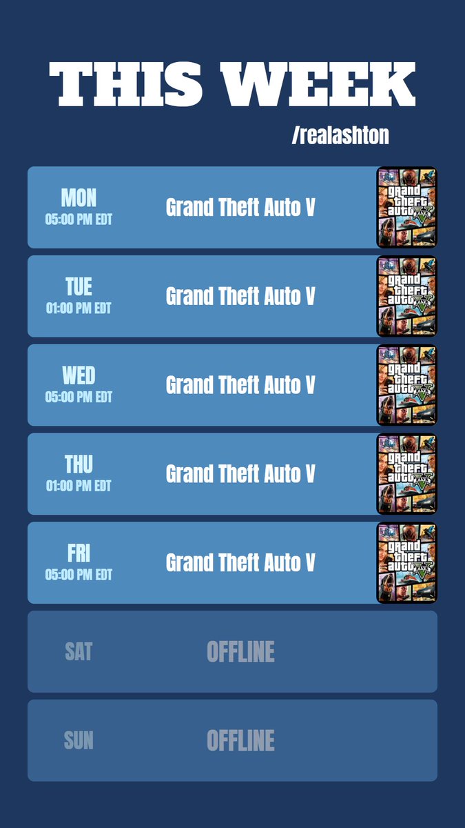 realashton32's tweet photo. Schedule for this upcoming week https://t.co/ItC6YCpZog
