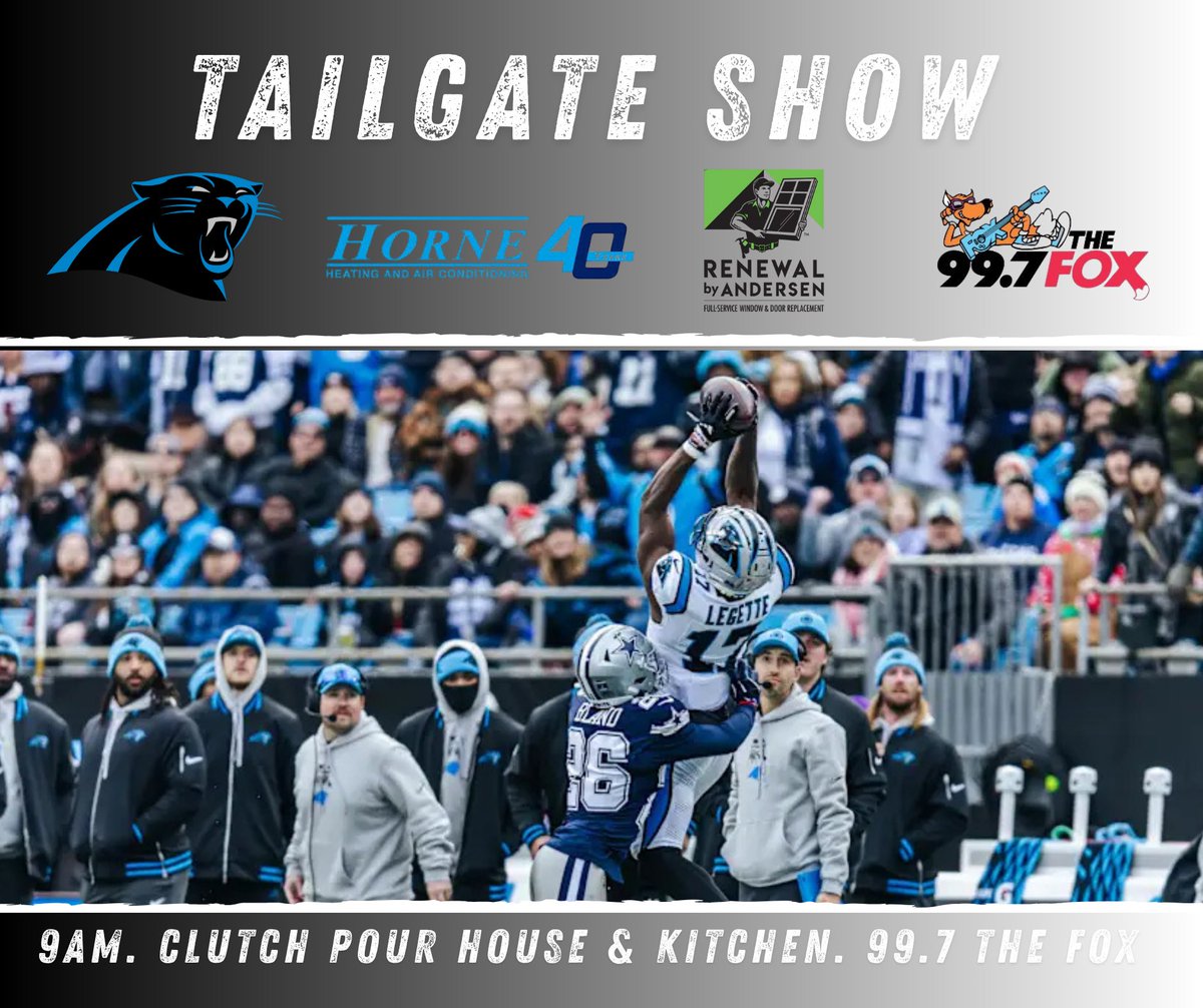 1PantherPlace's tweet image. Big game in CLT Sunday. 🍻

Come on out and see us!

Pregame action starts live from Clutch on Cedar St.  

Panthers v Cowboys. 

9am. Sunday Morning. 

@997TheFox • @iHeartRadio 

#KeepPounding
