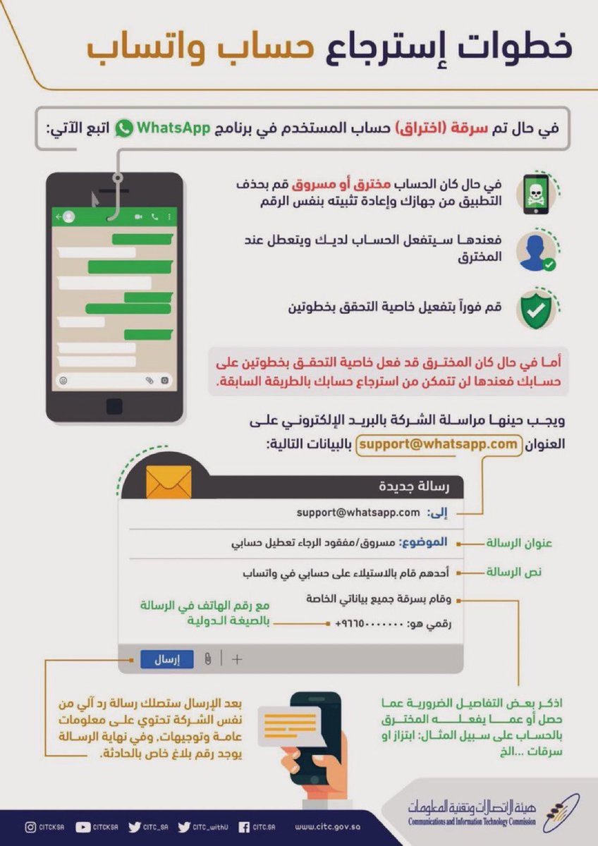 احفظها عندك:

في حال سرقة حسابك في الواتساب أو تم حظره هذي طريقة استرجاع حسابك