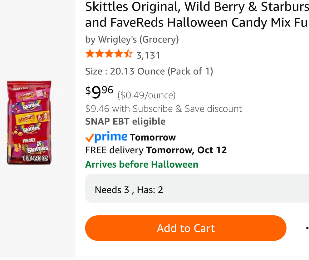 TeachingJF's tweet image. 🎃1 more of these bags needed! 🎃
I’m hoping to clear this item tonight! 🍬 
💝🍫 #clearthelist #teacherlife #MysteryChris #teachertwitter amazon.com/hz/wishlist/ls…