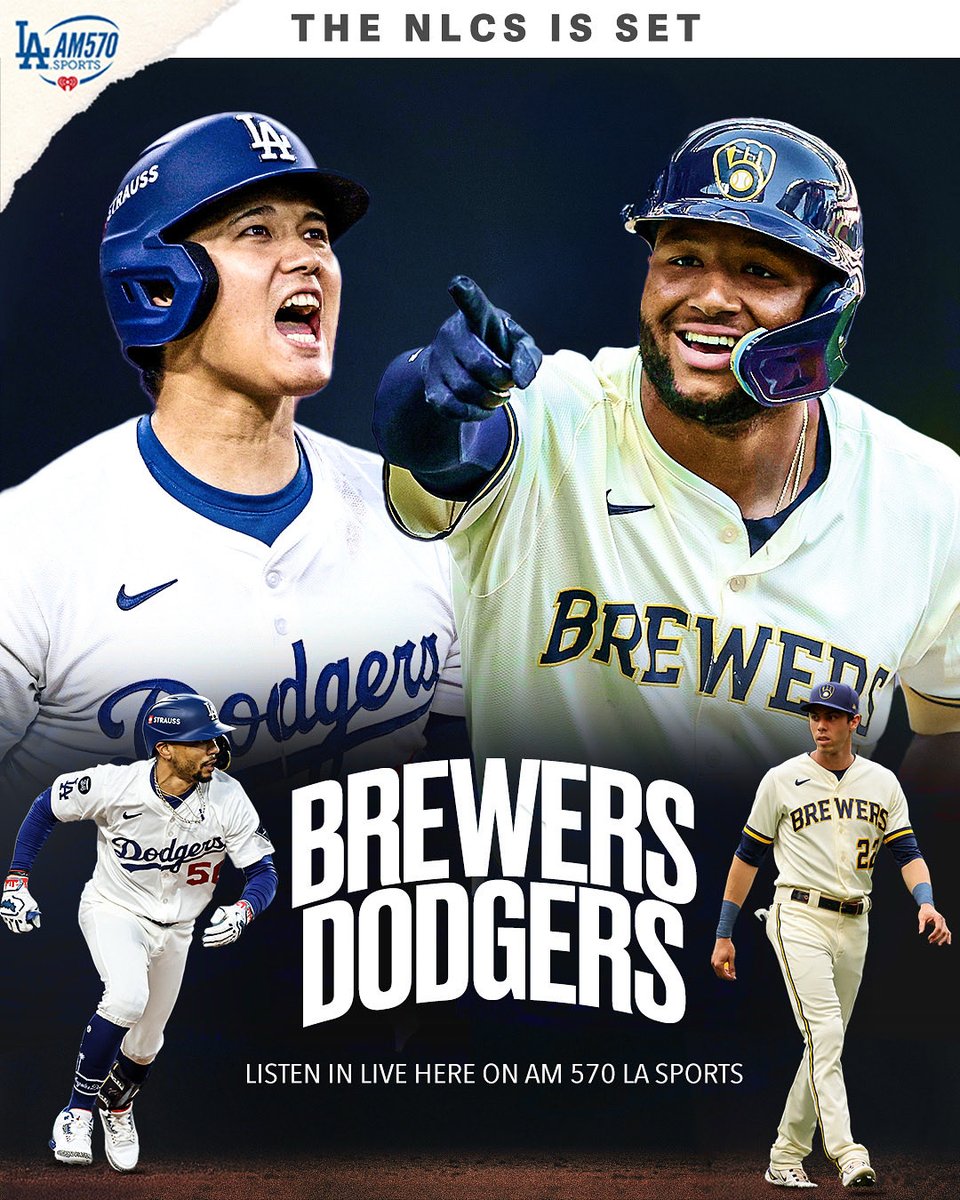 AM570LASports's tweet image. A trip to the World Series on the line ⚾️

The NLCS: Dodgers vs Brewers starts Monday right here on @am570lasports!