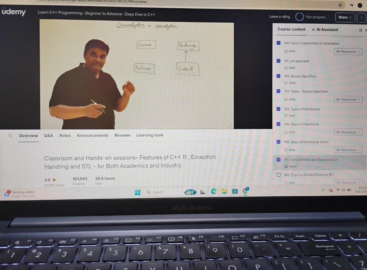 alamtaufeeq854's tweet image. 👨🎓 Week 3 of my C++ journey!
Explored advanced concepts — functions, templates, OOP, inheritance, constructors & operator overloading. Some topics were tough but fun to figure out.
Each step’s making coding feel smoother & more logical!
#Cpp #LearnToCode #ProgrammingJourney #Code