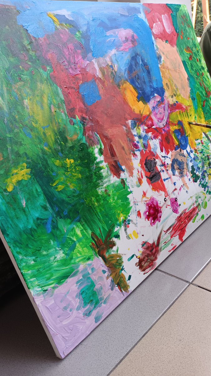 A busy canvas. 🌈

#art #painting #color #expressionism
#WIP
