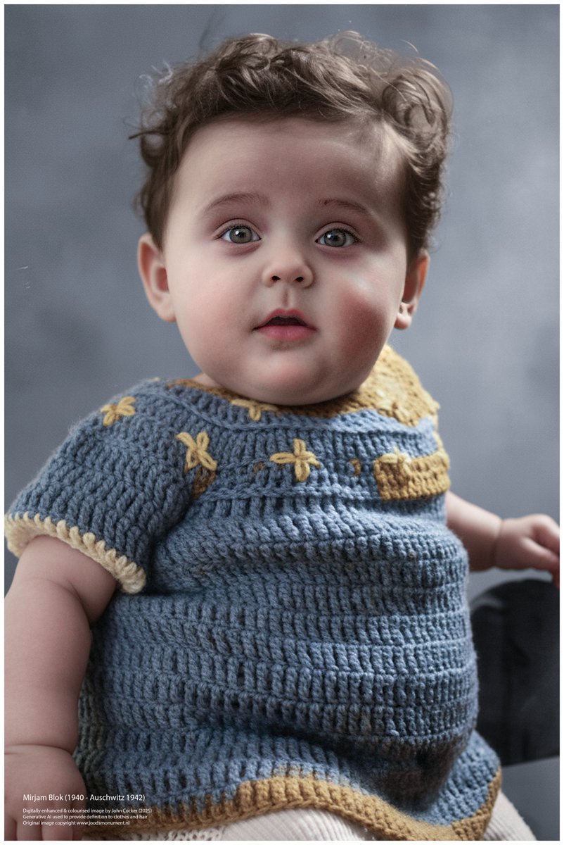 John Cocker 🇺🇦 (@joecocker15) on Twitter photo On this day in 1942, a 2 year old Dutch Jewish girl arrived at Auschwitz with her mother where she was murdered on arrival. Her father perished in the camp on the 31 Jan 1943. Her was name Mirjam Blok
Support <a href="/AuschwitzMuseum/">Auschwitz Memorial</a> On this day in 1942, a 2 year old Dutch Jewish girl arrived at Auschwitz with her mother where she was murdered on arrival. Her father perished in the camp on the 31 Jan 1943. Her was name Mirjam Blok
Support <a href="/AuschwitzMuseum/">Auschwitz Memorial</a>