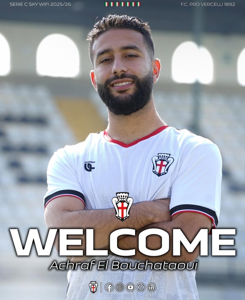 🇮🇹 Bij FC Pro Vercelli 1892 krijgen Dean Huiberts en Mohamed Mallahi gezelschap van Achraf El Bouchataoui. Hij maakt na een periode bij FC Eindhoven zijn rentree als Avonturier. Succes in de Serie C, Achraf! 👏