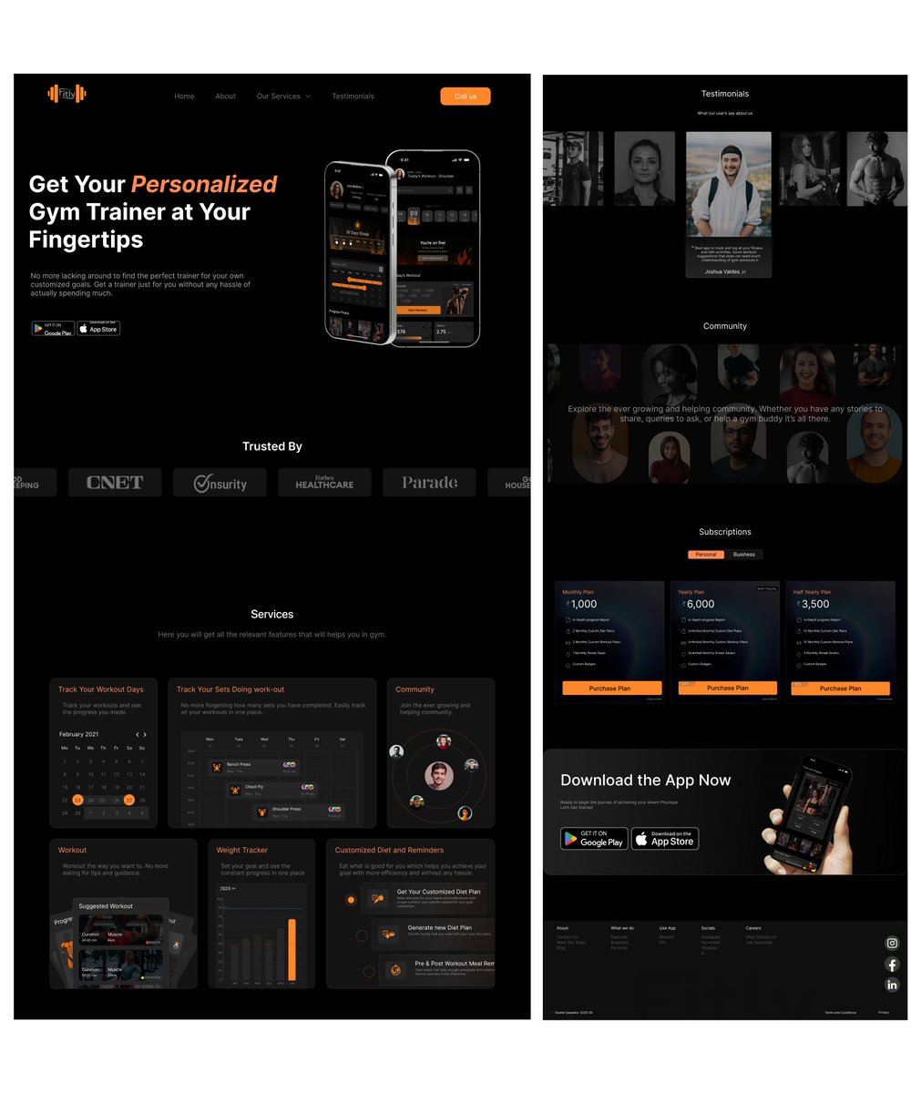 Sawarkar251's tweet image. Designed this website for an Gym training based application.
#UIDesign #UXDesign #WebsiteDesign