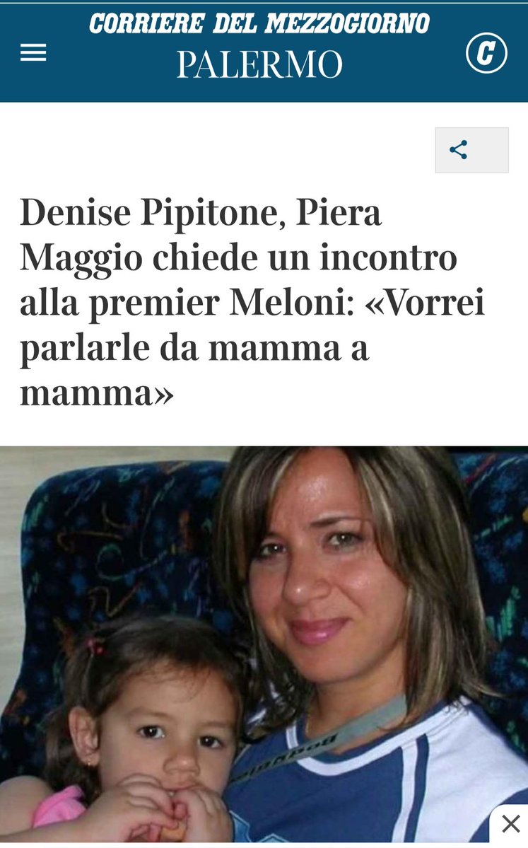 angeli_fiore's tweet image. Denise Pipitone, Piera
Maggio chiede un incontro
alla premier Meloni: &amp;lt;Vorrei
parlarle da mamma a
mamma&amp;gt;2023
💚CerchiamoDenise 
MISSING DENISE PIPITONE🆘
#DenisePipitone is STILL #MISSING ! 🆘
DENISE WAS ABDUCTED WHEN SHE WAS 4 YEARS OLD! #MissingPersonAlert
