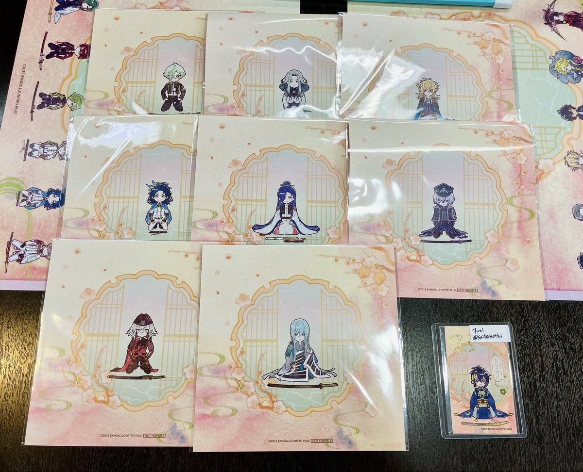 suikamothi's tweet photo. 【交換】刀剣乱舞 アニカフェ 箔押しカード イラストシート コースター

【譲】
顕現シート : ☆膝丸、☆姫鶴、☆太鼓鐘、☆小竜、☆大慶、石田、江雪、丙子、
箔押し : 富田、泛塵、獅子王、治金丸、次郎、数珠丸、巴形、小烏丸、愛染

↓↓↓ https://t.co/ee5JVRuZGu