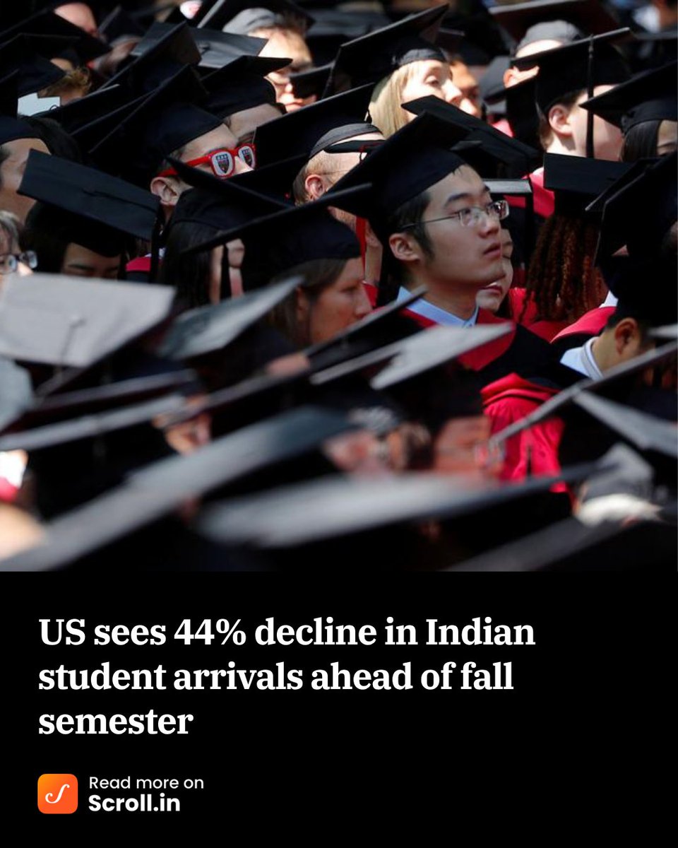 scroll_in's tweet image. A US Department of Commerce agency that tracks international visitor entries, only 41,540 Indian students arrived in the country on F and M category visas this August. The F visa is for academic studies and M for vocational training.

Read more: scroll.in/latest/1087552…

#USvisa…