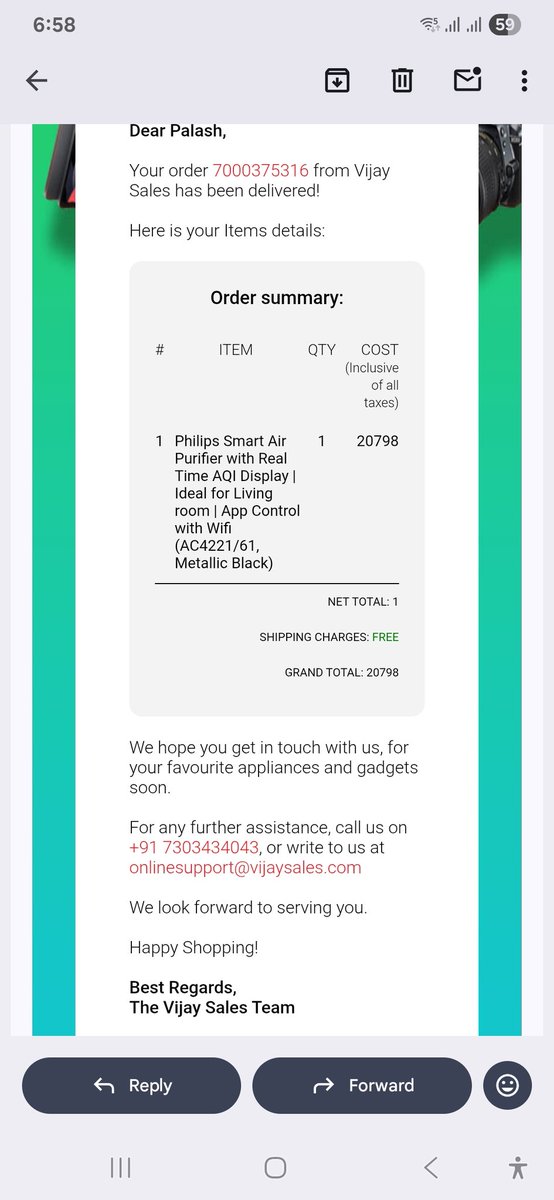 palashdirect's tweet photo. @vijaysales @Vssupport Extremely disappointed with the service. My order #7000375316 shows as delivered, but I haven’t received it yet. Despite emailing the team, there’s been no response. To add to this, the order doesn’t even appear in my purchase history. Pls resolve urgently https://t.co/LzJi8mOd09