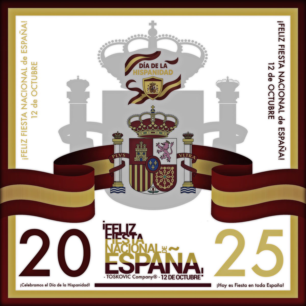 TOSKOVICCompany's tweet photo. ¡Hoy es Fiesta en toda España!
¡Celebramos el Día de la Hispanidad! 

#DíadelaHispanidad #12deOctubre #FiestaNacional #FiestaNacional2025 #VivaEspaña #España #HappyNationalDay #Spain #DíaDeLaFiestaNacional 

#TOSKOVICCompany® https://t.co/yMesXHLTZ6