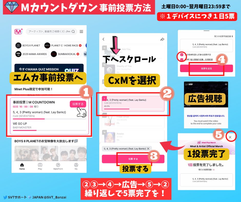 🆘本日の投票にご参加下さい🆘
【M COUNTDOWN 事前投票】
📱Mnet Plus アプリ
🔗 mnetplus.onelink.me/TRa8/0mxl223z?…
📅10/11(土)0:00〜10/13(月)23:59まで毎日
🗳1日につき5票/1デバイスごと
#CxM #543_Prettywoman
📍現在1位(45.9%)
🚨1位になるだけではダメです
もっと差を広げていきましょう‼️