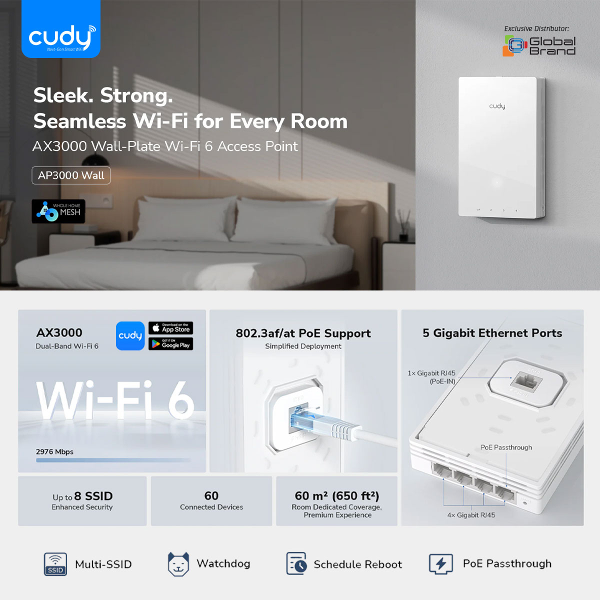 cudybd's tweet photo. Transform every room into a high-speed Wi-Fi zone!

Experience next-level connectivity with the Cudy AP3000 Wall Wi-Fi 6 Access Point — compact design, powerful coverage.

Learn More: https://t.co/gYxtfYKJPS

#CudyWiFi #WiFi6 #SmartHome https://t.co/SqGlyQxdBj