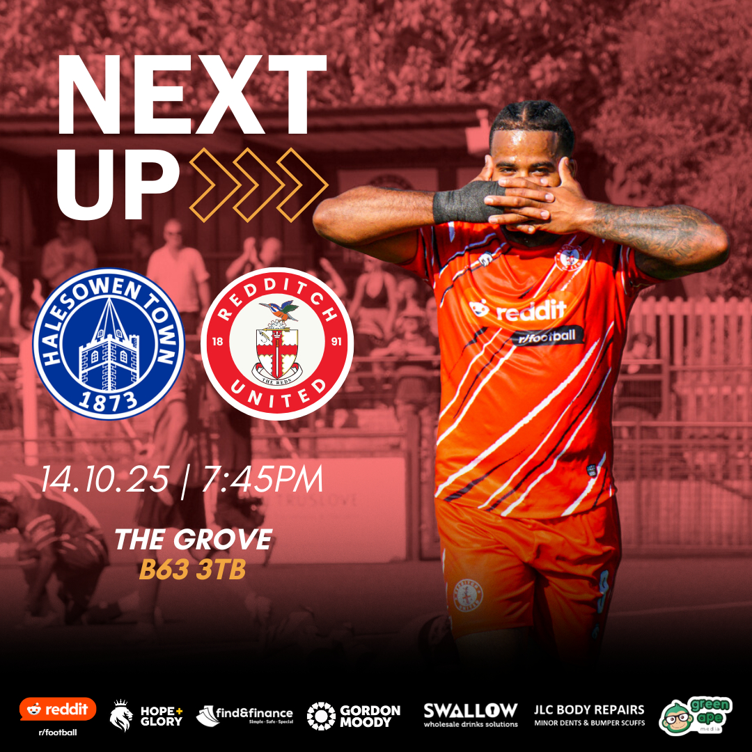 A midweek clash at Halesowen Town ⏳

We make the short journey to the Grove on Tuesday evening in League action.

🎟️ £13 Adults / £10 Concessions &amp; Students / £6 13-17 / £3 U12s

Your support would be hugely appreciated 🔴