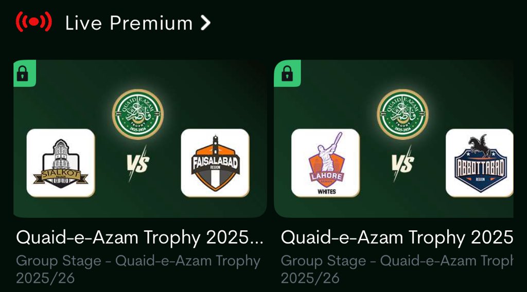 Humireacts's tweet image. 🚨 Quaid-e-Azam Trophy Updates 🚨

For all domestic cricket lovers 
both QeA Trophy matches are LIVE on Tapmad, not on YouTube in Pakistan 📺

Of course, PCB won’t tell you that… they’re busy doing something else 😴
