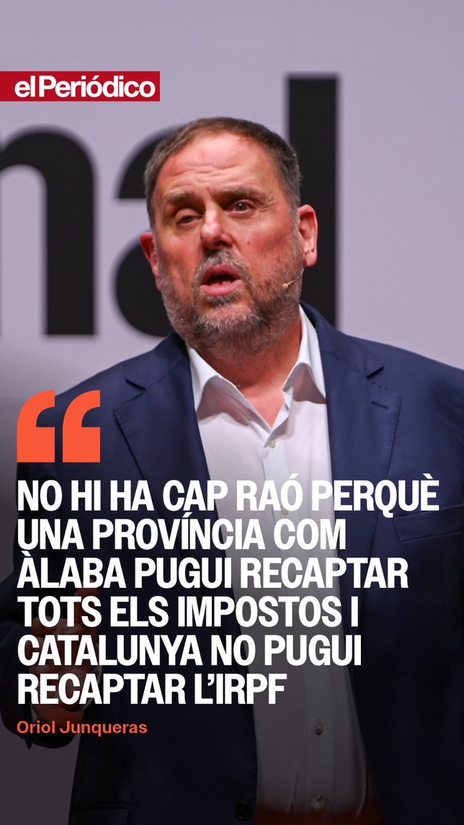 No hi ha cap raó perquè una província com Àlaba pugui recaptar tots els impostos i Catalunya no pugui recaptar l’IRPF.

🔗 Llegeix l’entrevista a <a href="/elperiodico_cat/">El Periódico</a>: elperiodico.cat/ca/politica/20…