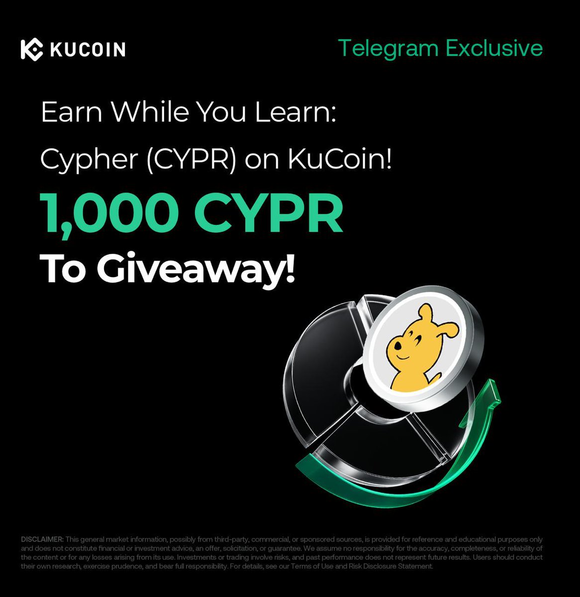 KucoinBD's tweet photo. কুকয়েন বাংলাদেশ কমিউনিটি লার্ন এন্ড আর্ন কুইজ Cypher (CYPR) এর সাথে 🔥

অংশগ্রহণ করুন এবং জিতুন $CYPR রিওয়ার্ড ✨

💰 রিওয়ার্ড: টোটাল ১,০০০ $CYPR গিভওয়ে

💰টোটাল ১০ জন বিজয়ী সিলেক্ট করা হবে যারা কুইজের সঠিক উত্তর দিবে এবং প্রতিজন ১০০ $CYPR রিওয়ার্ড পাবে।

⏳ কুইজ শুরু হবে: ১২ অক্টোবর রাত ৯:০০ টা থেকে কুকয়েন বাংলাদেশ কমিউনিটি তে।

বিস্তারিত দেখুন: https://t.co/IIlFC8fCHw