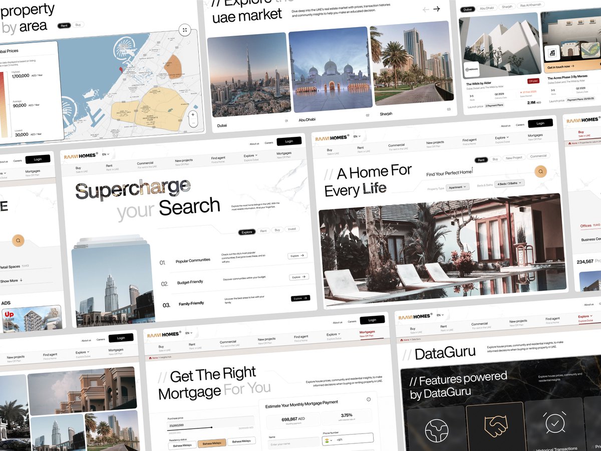 mrfarahzad's tweet image. Just finished my latest concept: RAAVI Homes — a clean, data-driven real estate platform for the UAE market.
Focused on simplicity, flow, and a premium visual identity.
dribbble.com/shots/26639498…

#UIDesign #UX #WebDesign #Figma #RealEstateDesign #DesignCommunity