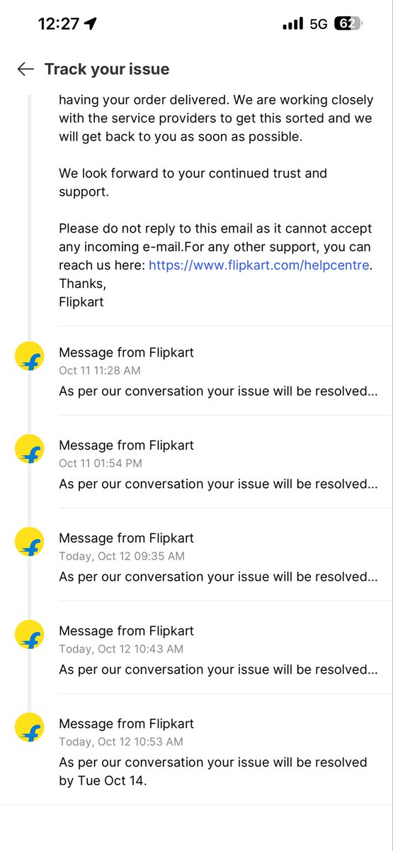 deepak4618458's tweet image. Flipkart order chaos! 😡 Delivery date keeps changing: 5 → 9 → 10 → 11, support is clueless, and calls go unanswered. Agents give conflicting info &amp;amp; even mention canceling with random compensation. @Flipkart #FlipkartFail 
 #CustomerService #OrderDelay