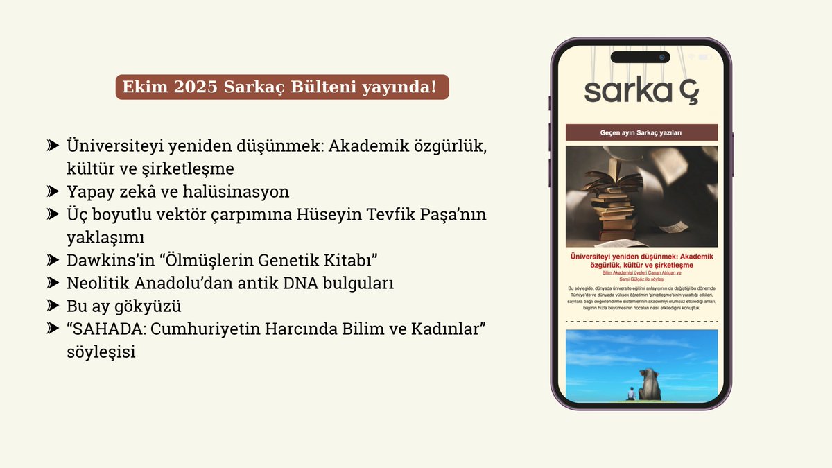 Bilim Akademisinin popüler bilim yayını Sarkaç’ın bu ayki bülteni yayında.

Bülteni okumak için mailchi.mp/bilimakademisi…
Abone olmak için sarkac.org/bulten-aboneli…