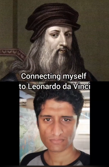 rajveerr_singh's tweet image. this person on instagram connected himself to leonardo da vinci (died 500 years ago) by the people they have met. 
never seen more mind blowing video