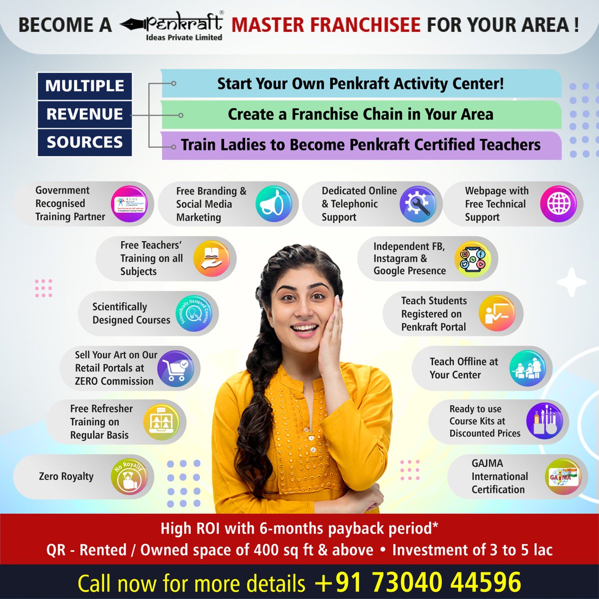 PenkraftTweets's tweet image. 🎨 Start your own #Penkraft Activity Center!
Conduct classes in #Handwriting, #Calligraphy, #Abacus, #Phonics, #VedicMaths &amp;amp; #Art for kids &amp;amp; adults.
Get full training + year-round marketing &amp;amp; creative support.
📌 penkraft.in/MasterFranchise
📞 +91 73040 44596
#Franchise #Women